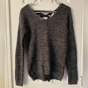 SO Black and Gray V-Neck Sweater